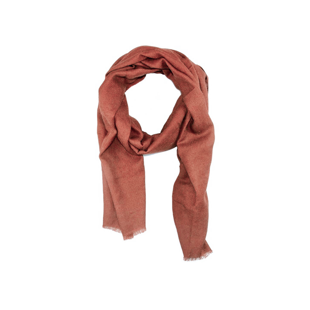Product photo of a coffee brown cashmere scarf
